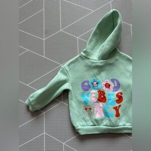 SHEIN|Baby girl/toddler Mint Hoodie sweater,boho groovy GOOD VIBES ONLY•18-24M